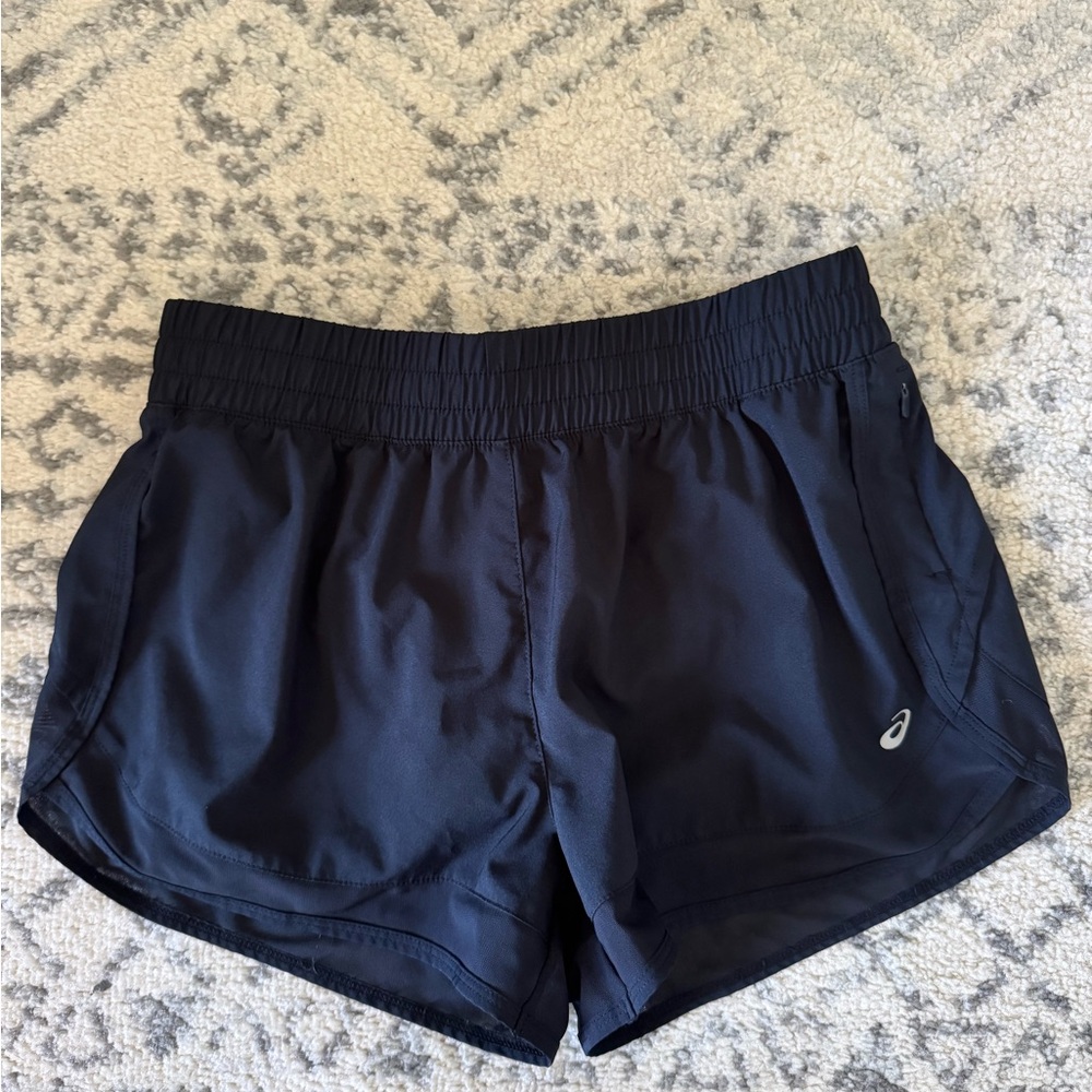 Asics Black Athletic Shorts Lightweight Elastic Waist